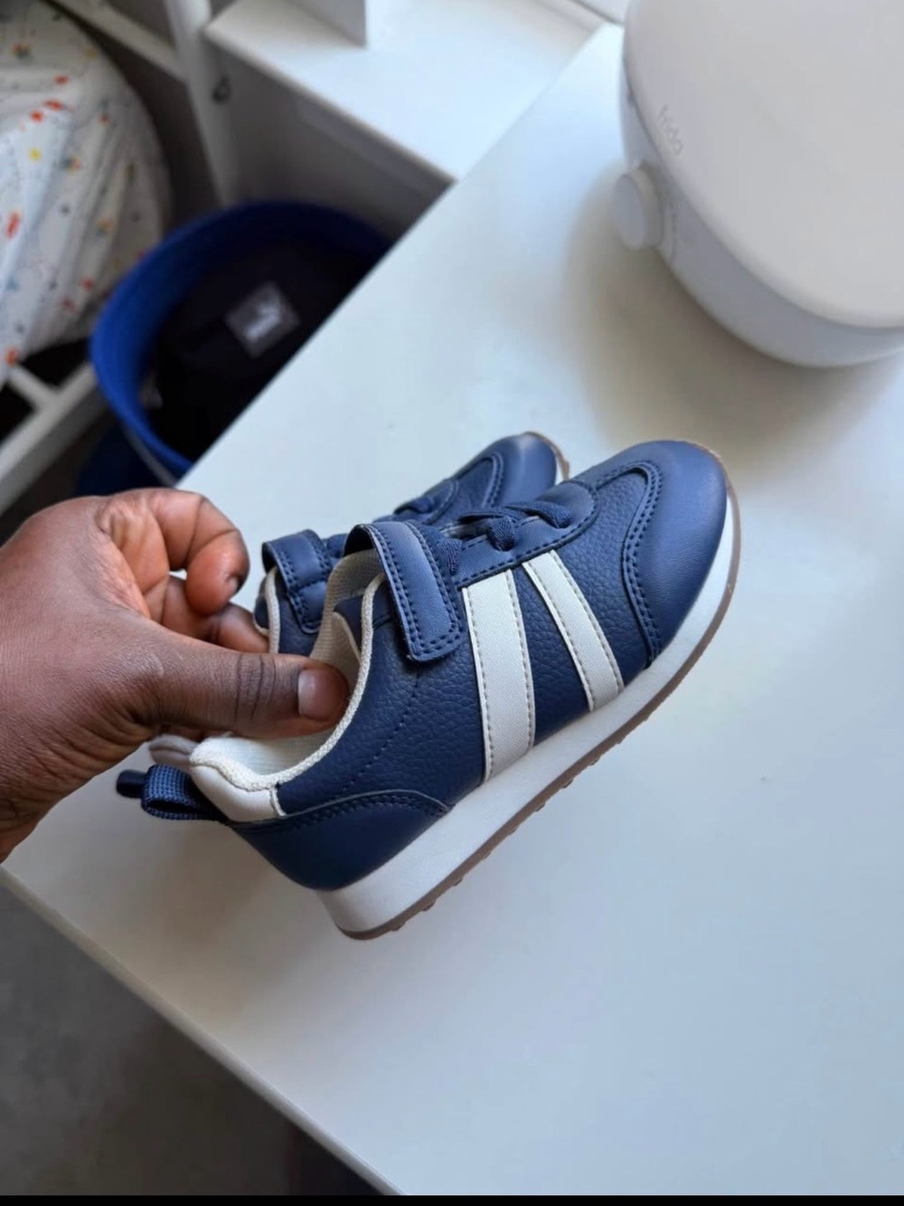 H&M Navy and White Kids Velcro Athletic Sneakers - Picture 2 of 5